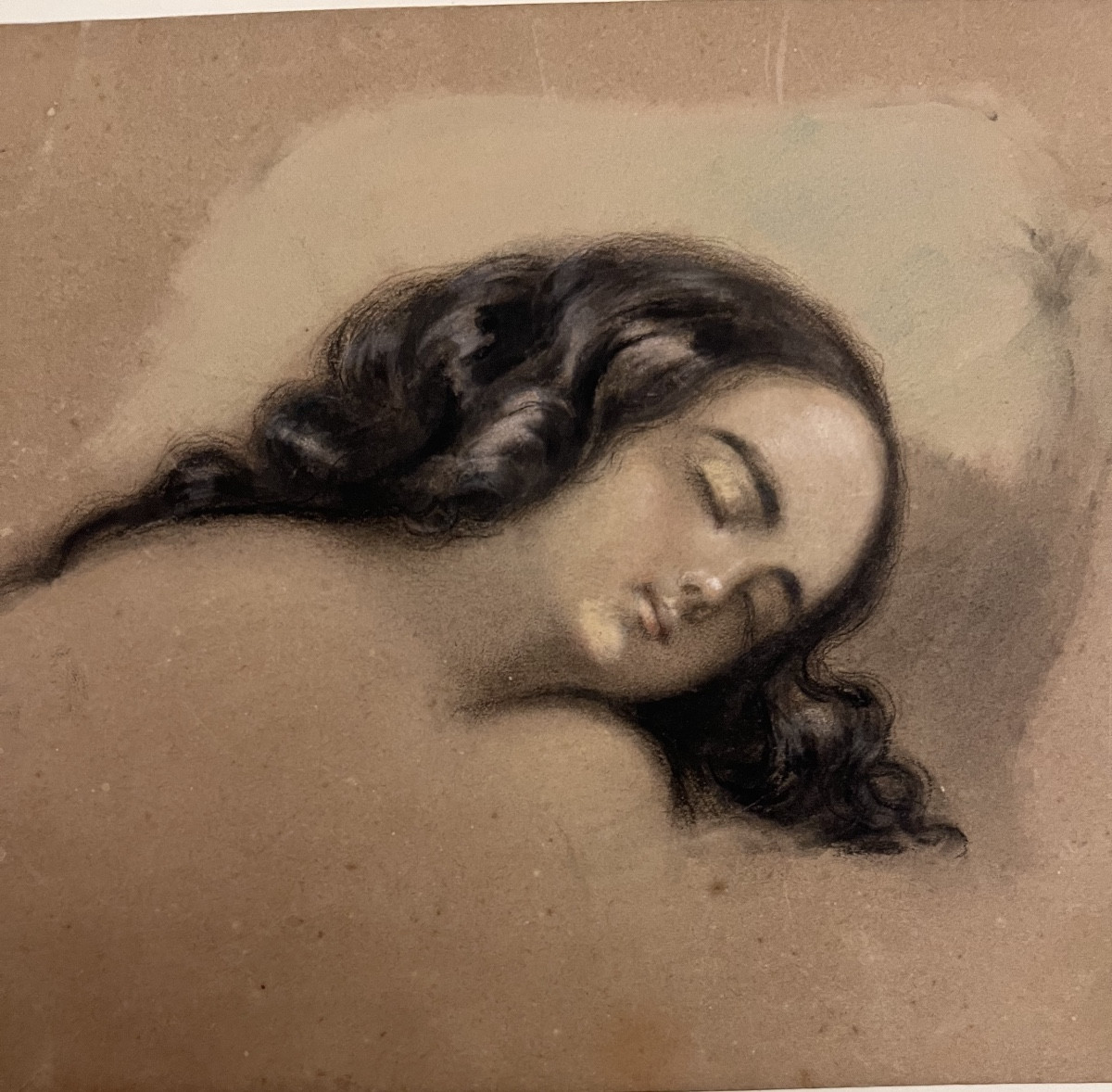 Face Of A Sleeping Young Girl With Luxuriant Hair, Circa 1820/30. France