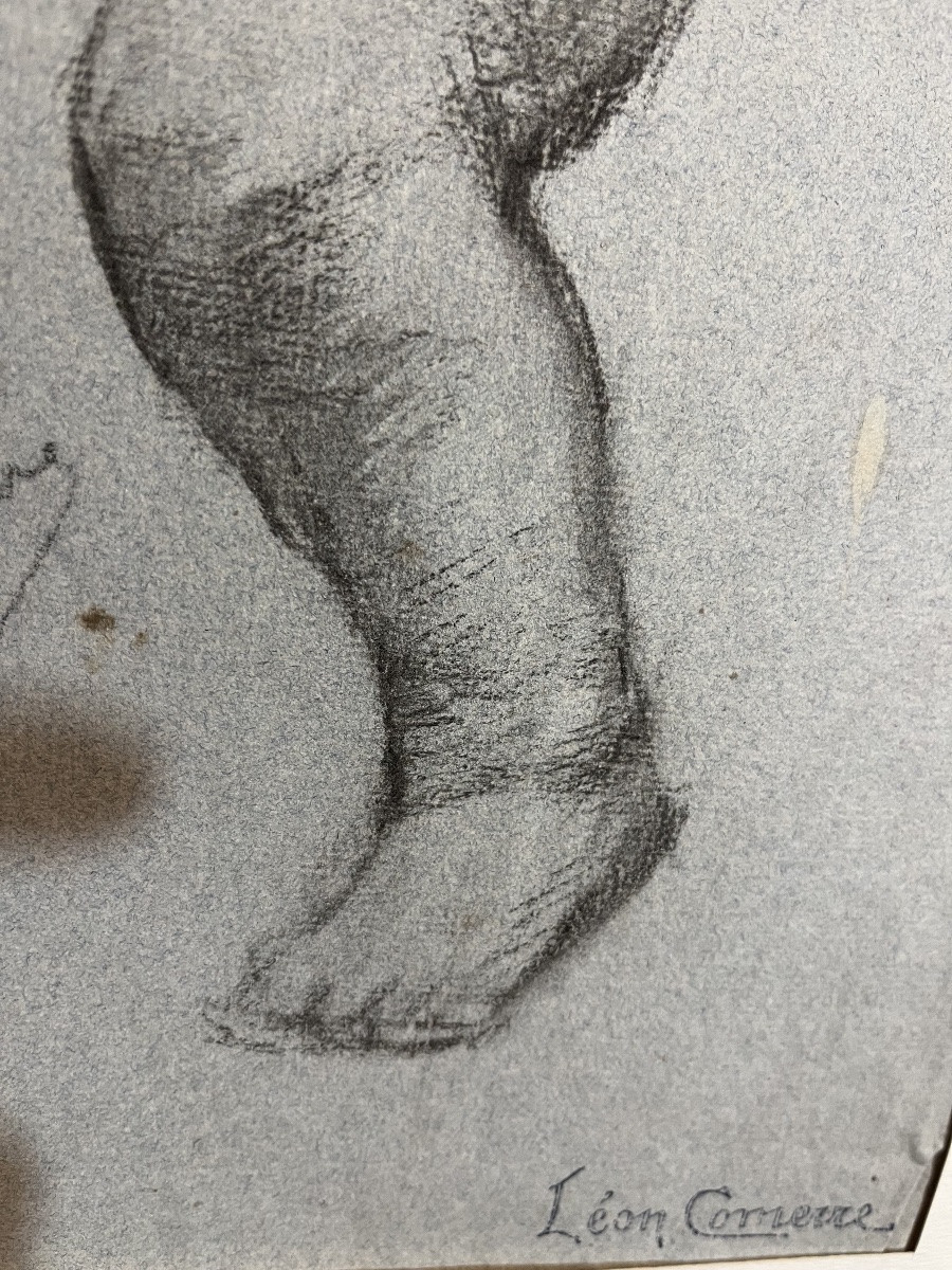 Large Sketch In Black Chalk, By Léon Comerre. Late 19th, Early 20th Century. -photo-5