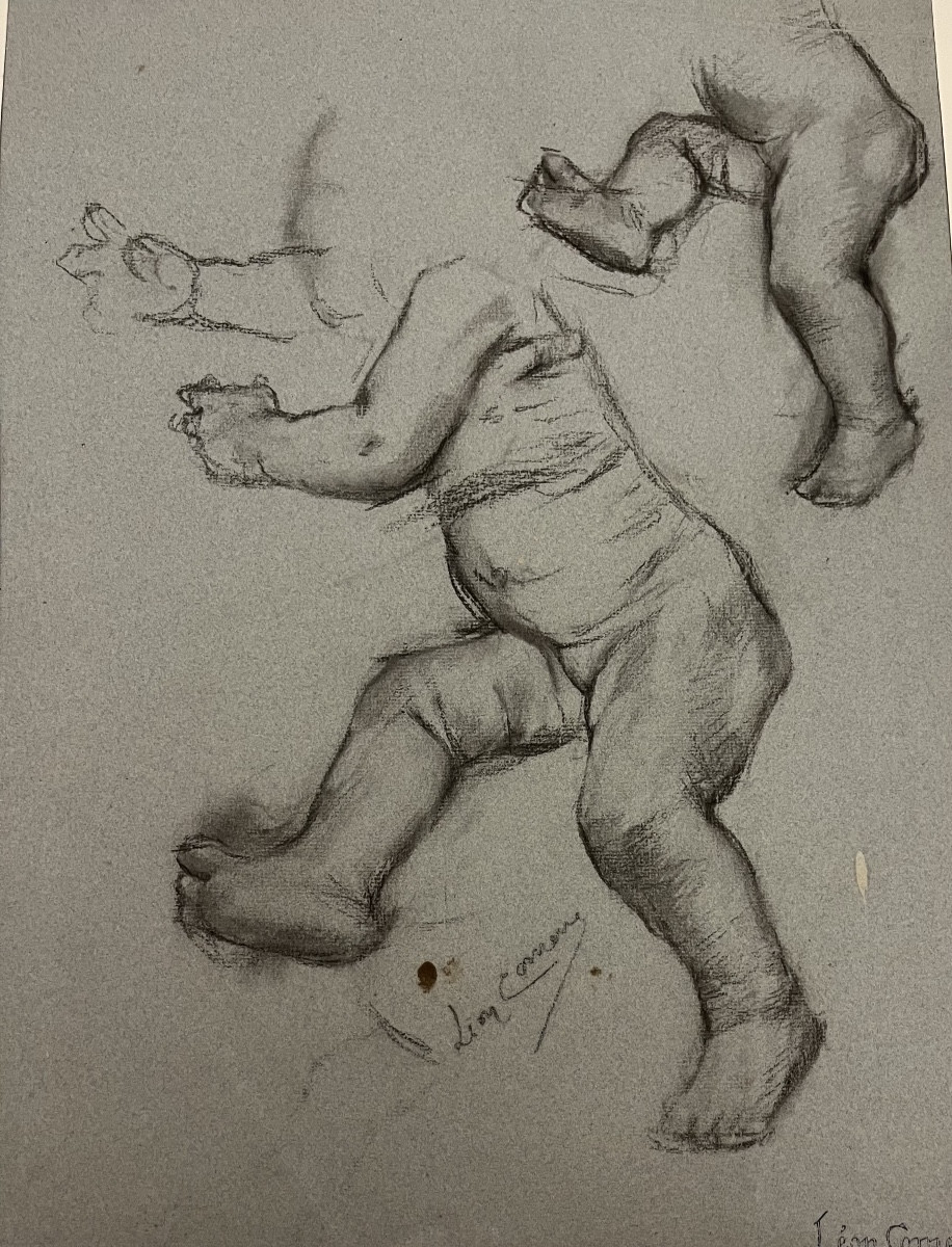Large Sketch In Black Chalk, By Léon Comerre. Late 19th, Early 20th Century. 