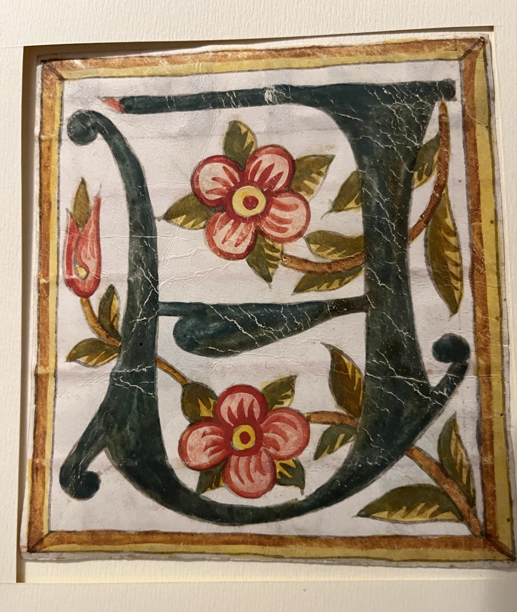 Set Of Four Illuminated Initials, Gouache On Vellum, Late 16th, Early 17th Century. France.-photo-6