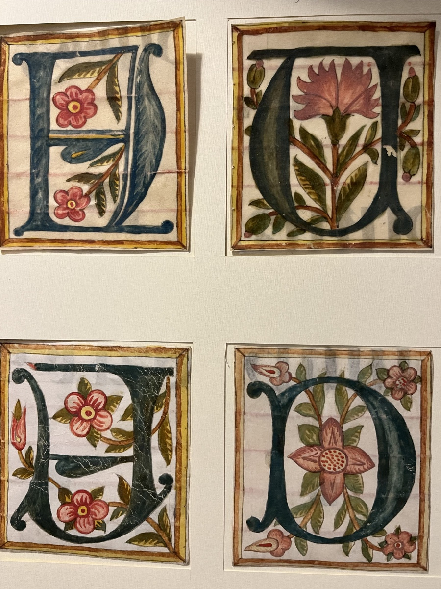 Set Of Four Illuminated Initials, Gouache On Vellum, Late 16th, Early 17th Century. France.