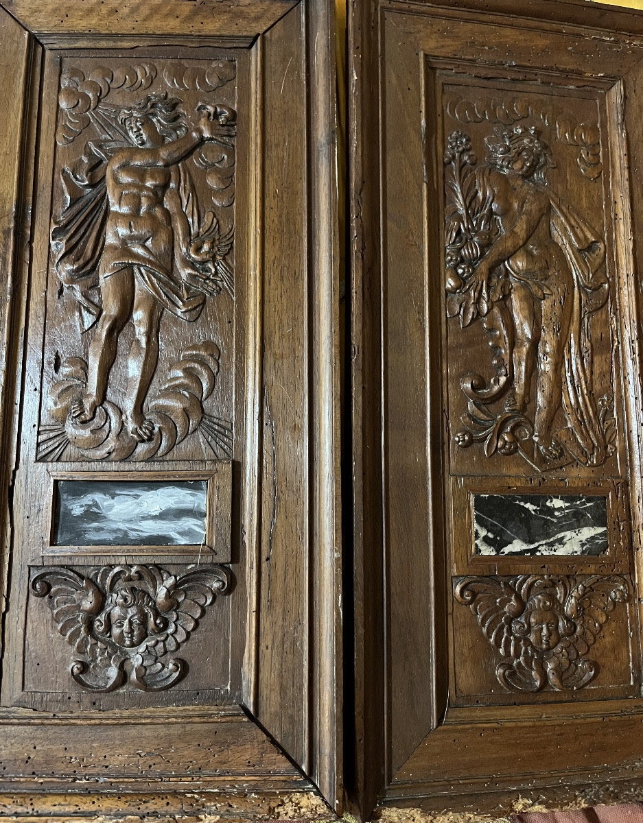 Pair Of Doors From A Renaissance-era Two-part Building. School Of Fontainebleau.