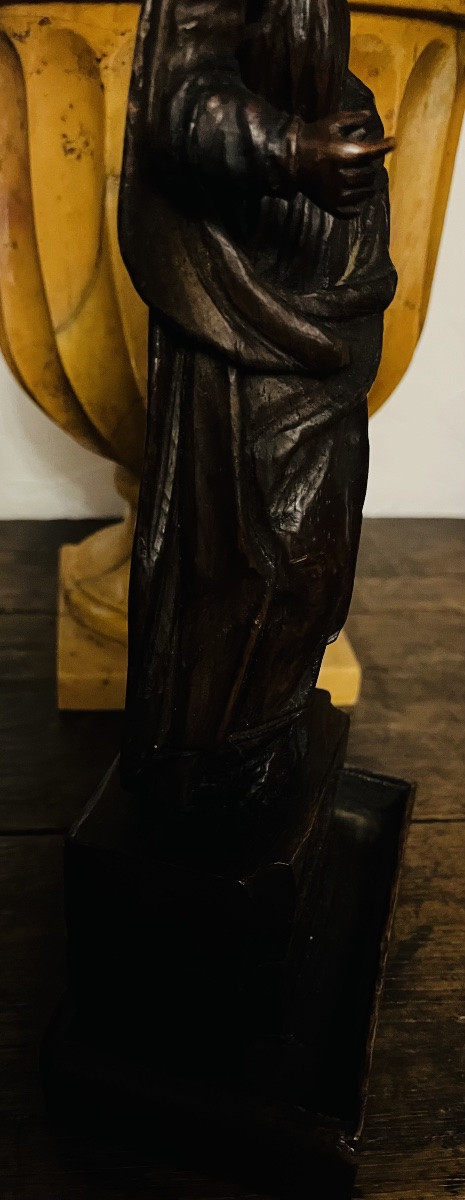Wooden Statuette, St. John, 17th Century. France.-photo-4