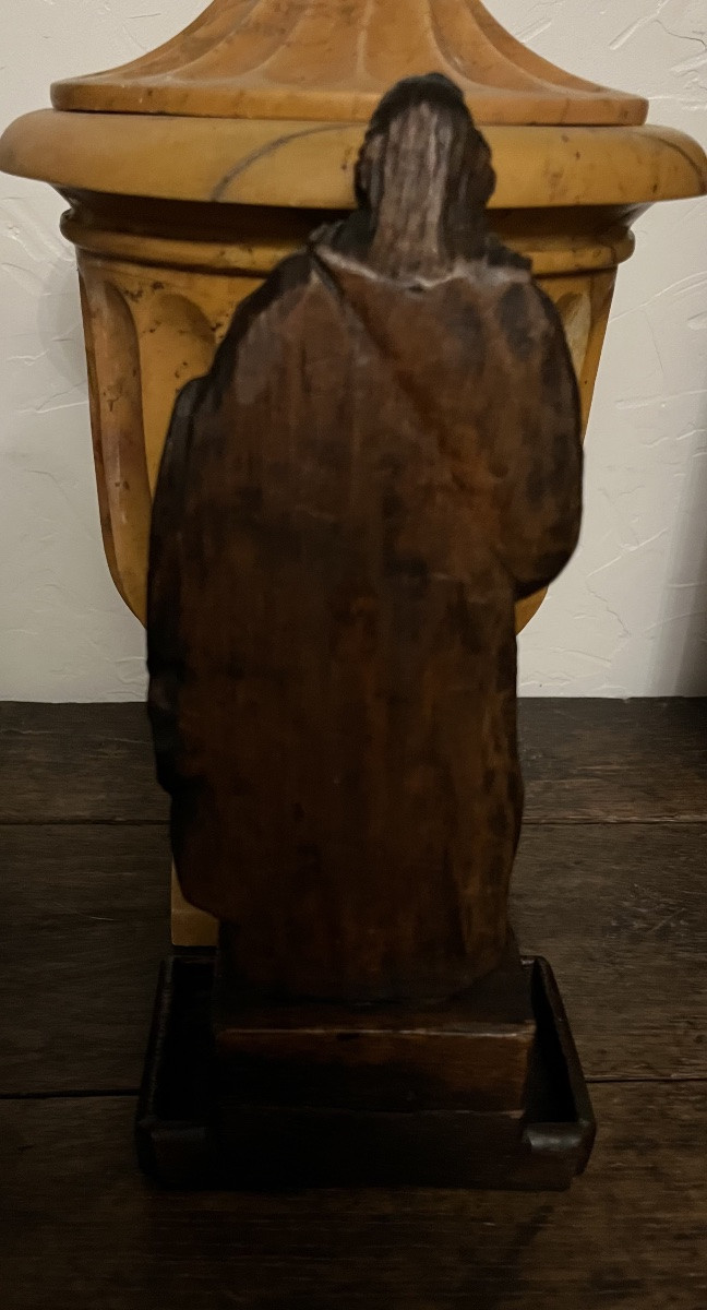 Wooden Statuette, St. John, 17th Century. France.-photo-2
