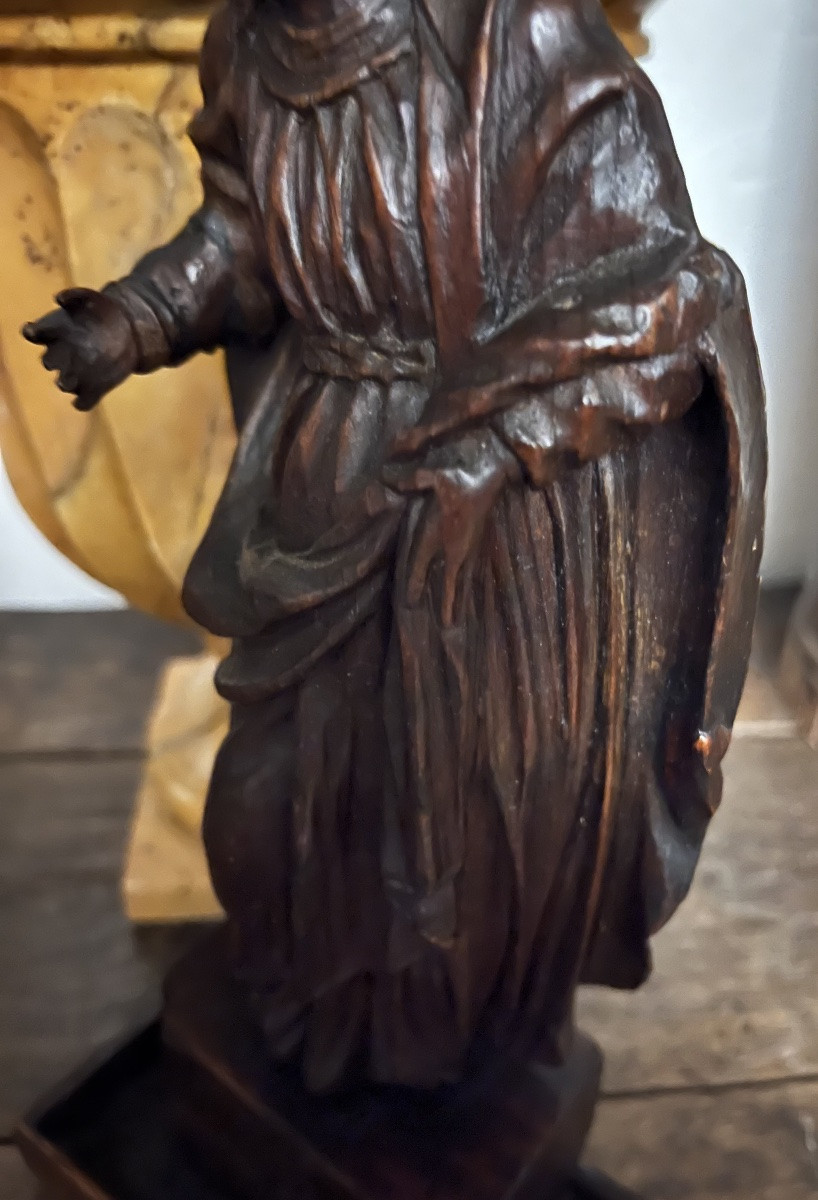 Wooden Statuette, St. John, 17th Century. France.-photo-4