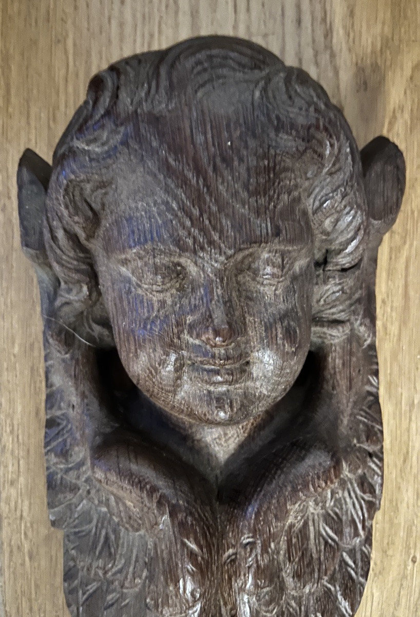 Angel's Head With Wings Gathered Behind The Head. 17th Century. France -photo-3