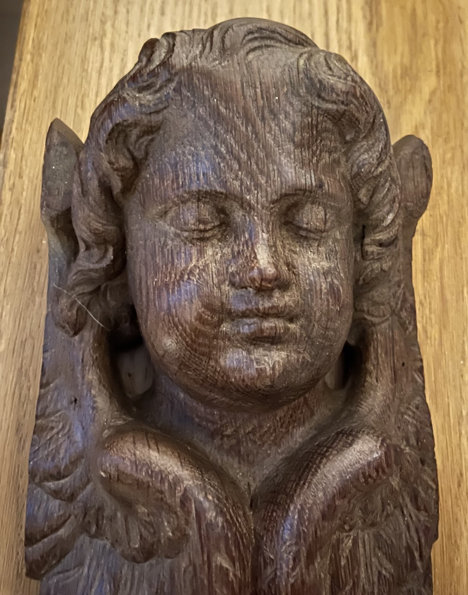 Angel's Head With Wings Gathered Behind The Head. 17th Century. France -photo-4