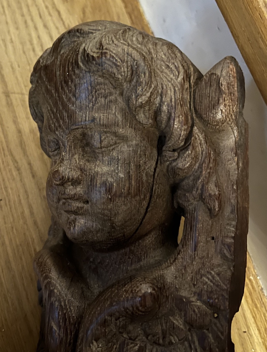 Angel's Head With Wings Gathered Behind The Head. 17th Century. France -photo-3