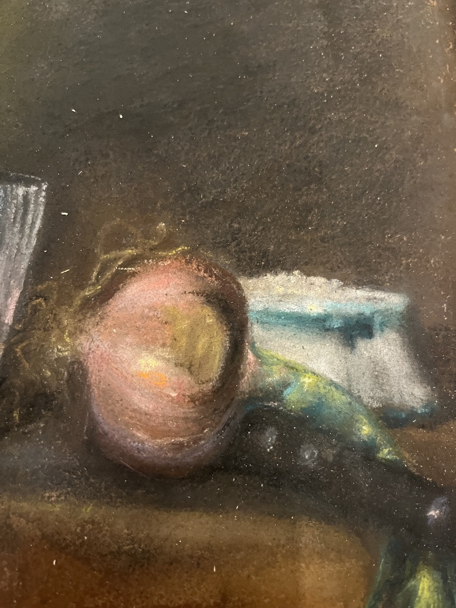 Pastel, Late 19th Century, Still Life With Pitcher And Glass. France.-photo-1