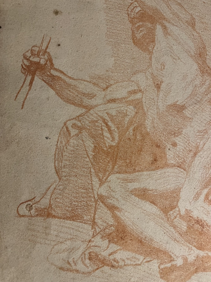 Grande étude d’anatomie masculine, sanguine, XVIII éme siècle.-photo-3