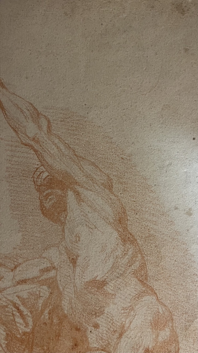 Grande étude d’anatomie masculine, sanguine, XVIII éme siècle.-photo-4