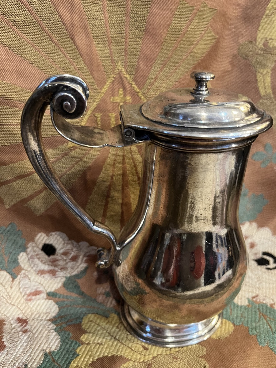 Pot de barbier, métal argenté. XVIII eme.-photo-2