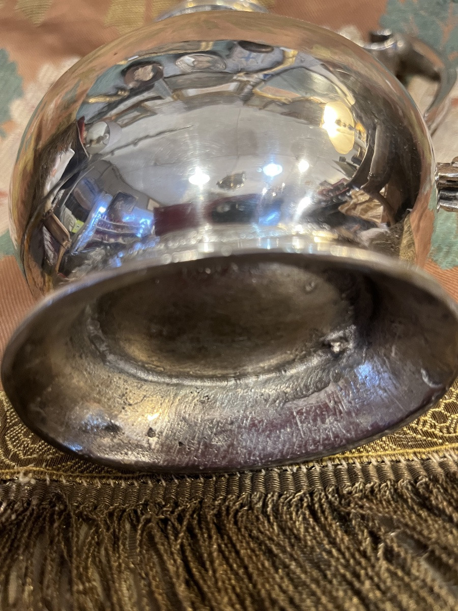 Another 18th-century Barber's Pot, Silver-plated Metal, France-photo-4