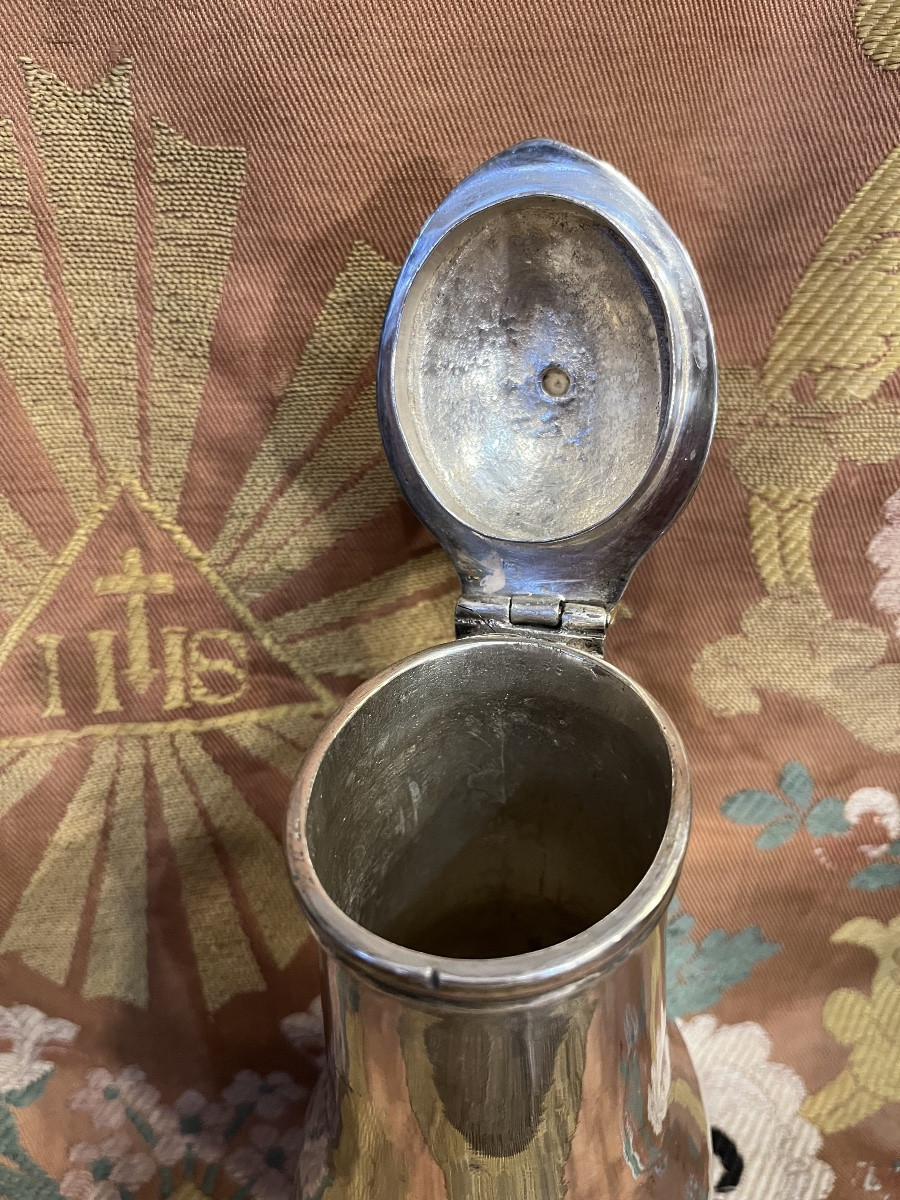 Another 18th-century Barber's Pot, Silver-plated Metal, France-photo-5