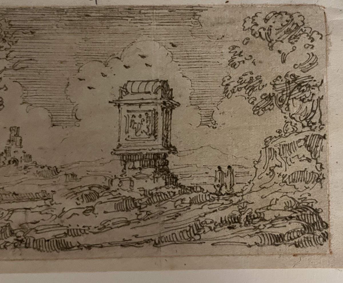 Petit dessin à la plume, Italie, XVIII eme.-photo-2