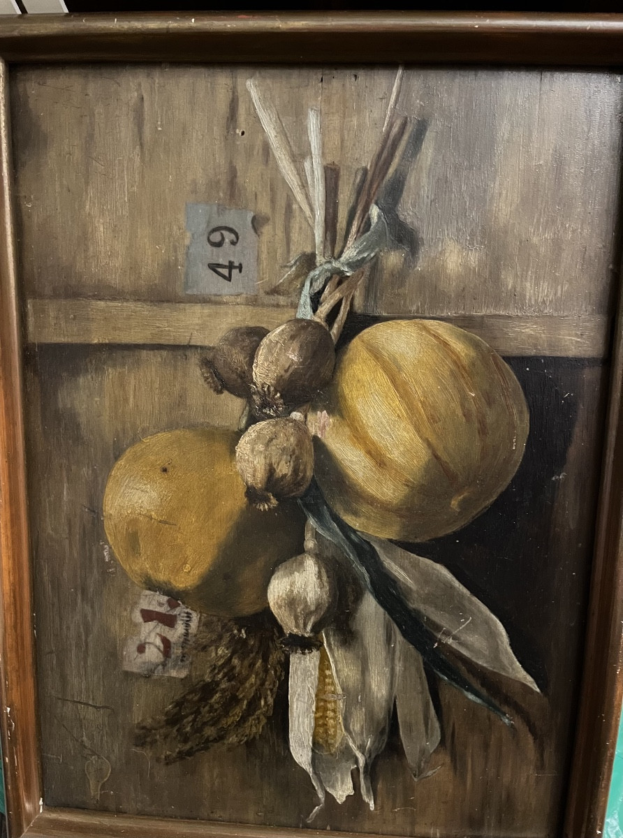 Still Life With Melon And Garlic Cloves. Circa 1960, France.