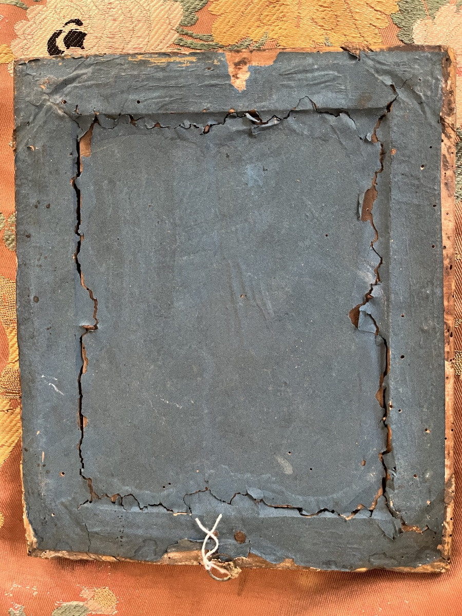 Portrait Of The Virgin Mary, Surrounded By Straw Marquetry In The Form Of Flowers. Louis XIII Frame-photo-8