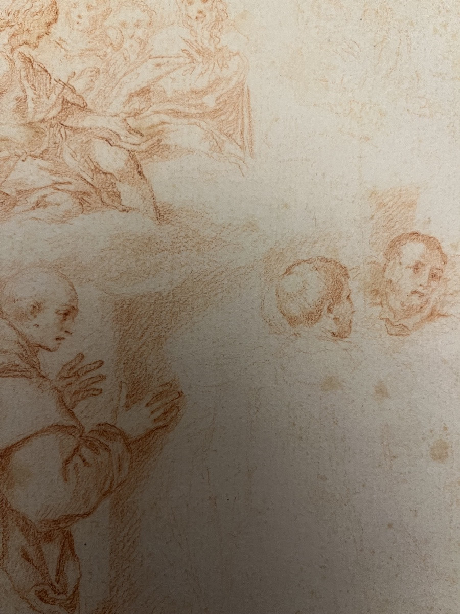 17th-century Red Chalk Drawing, Sketches For A St. Bruno, Attributed To Lesueur -photo-4