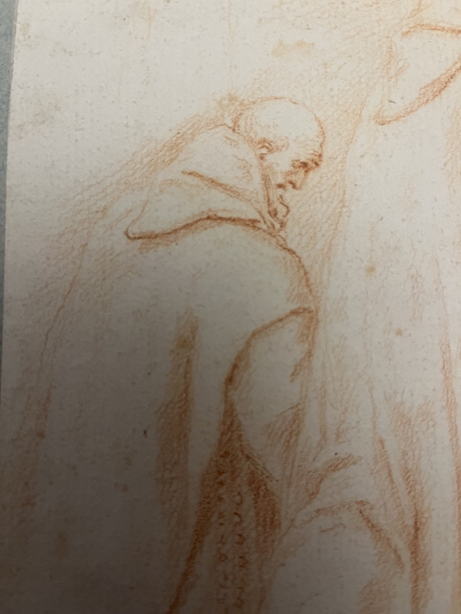 17th-century Red Chalk Drawing, Sketches For A St. Bruno, Attributed To Lesueur -photo-2