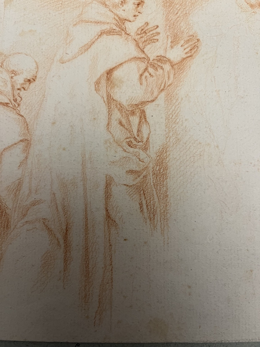 17th-century Red Chalk Drawing, Sketches For A St. Bruno, Attributed To Lesueur -photo-4