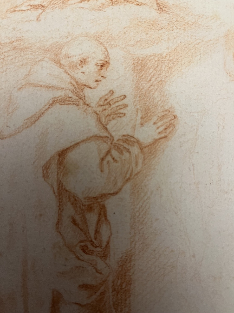 17th-century Red Chalk Drawing, Sketches For A St. Bruno, Attributed To Lesueur -photo-5