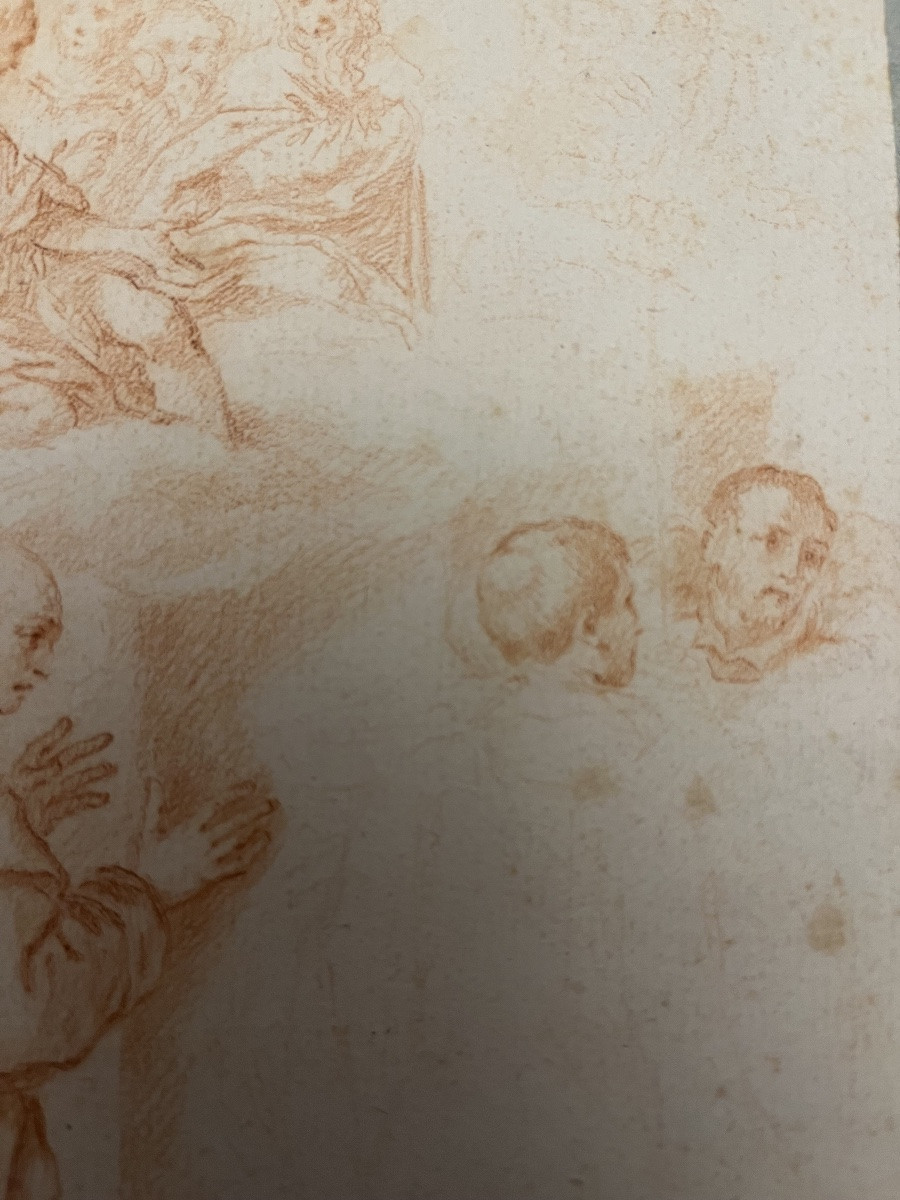 17th-century Red Chalk Drawing, Sketches For A St. Bruno, Attributed To Lesueur -photo-6