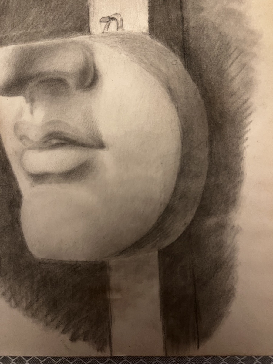 Étude au fusain d’une figure d’applique en plâtre. Vers 1930/40.-photo-4