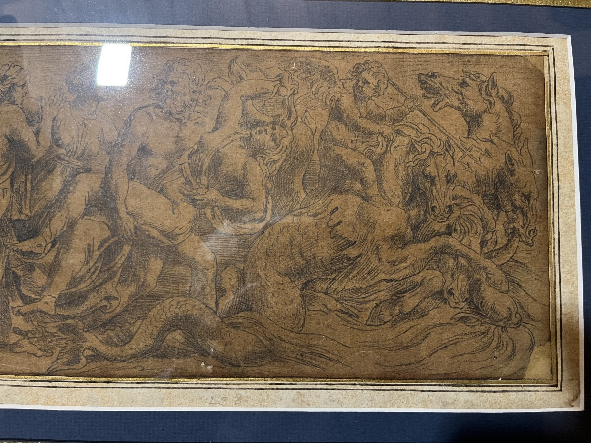 Drawing , Vulcain Raping Proserpine. 17 Teen Century, From Guilio Romano.-photo-2