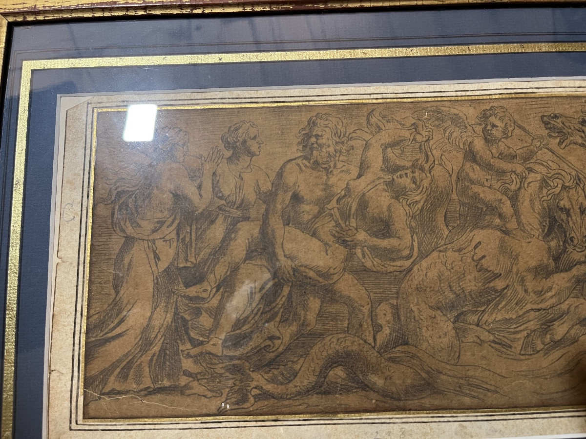 Drawing , Vulcain Raping Proserpine. 17 Teen Century, From Guilio Romano.-photo-3