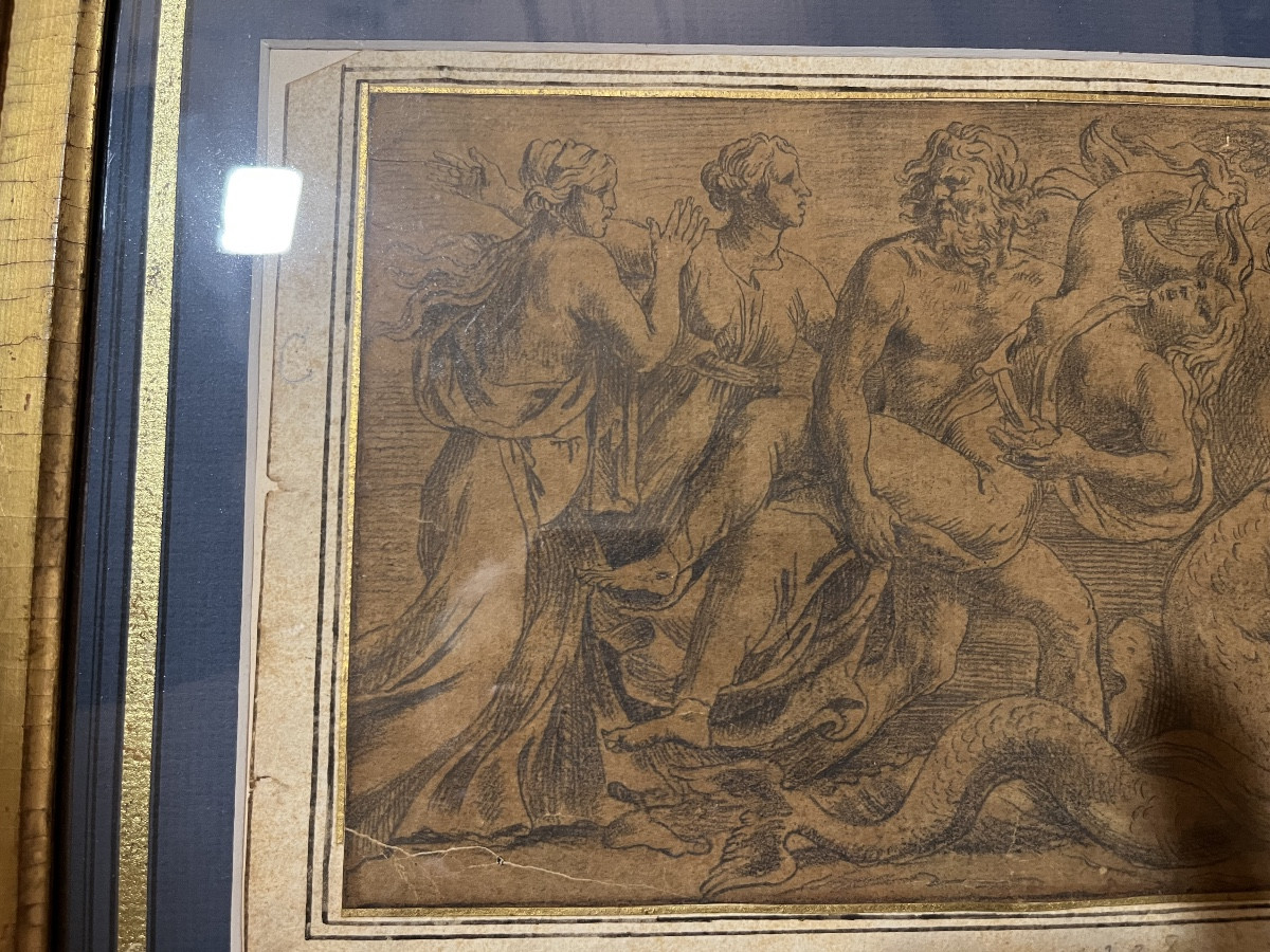 Drawing , Vulcain Raping Proserpine. 17 Teen Century, From Guilio Romano.-photo-4