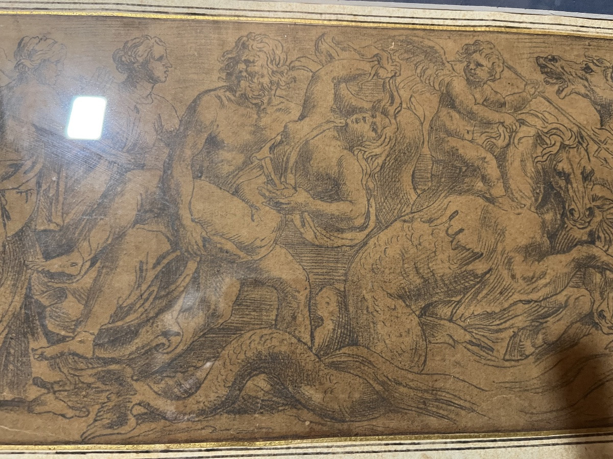 Drawing , Vulcain Raping Proserpine. 17 Teen Century, From Guilio Romano.-photo-1