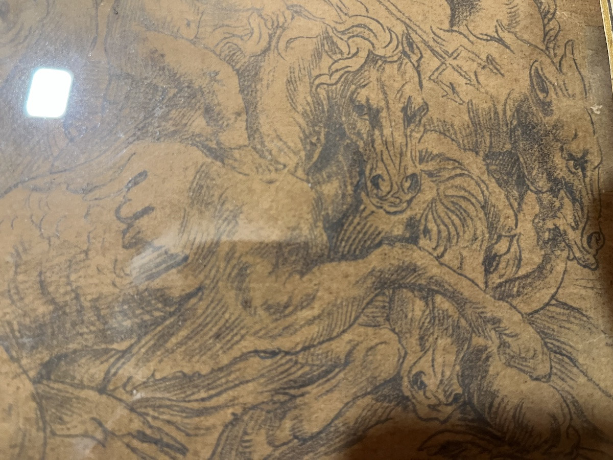 Drawing , Vulcain Raping Proserpine. 17 Teen Century, From Guilio Romano.-photo-7