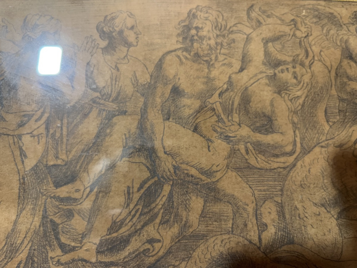 Drawing , Vulcain Raping Proserpine. 17 Teen Century, From Guilio Romano.-photo-8