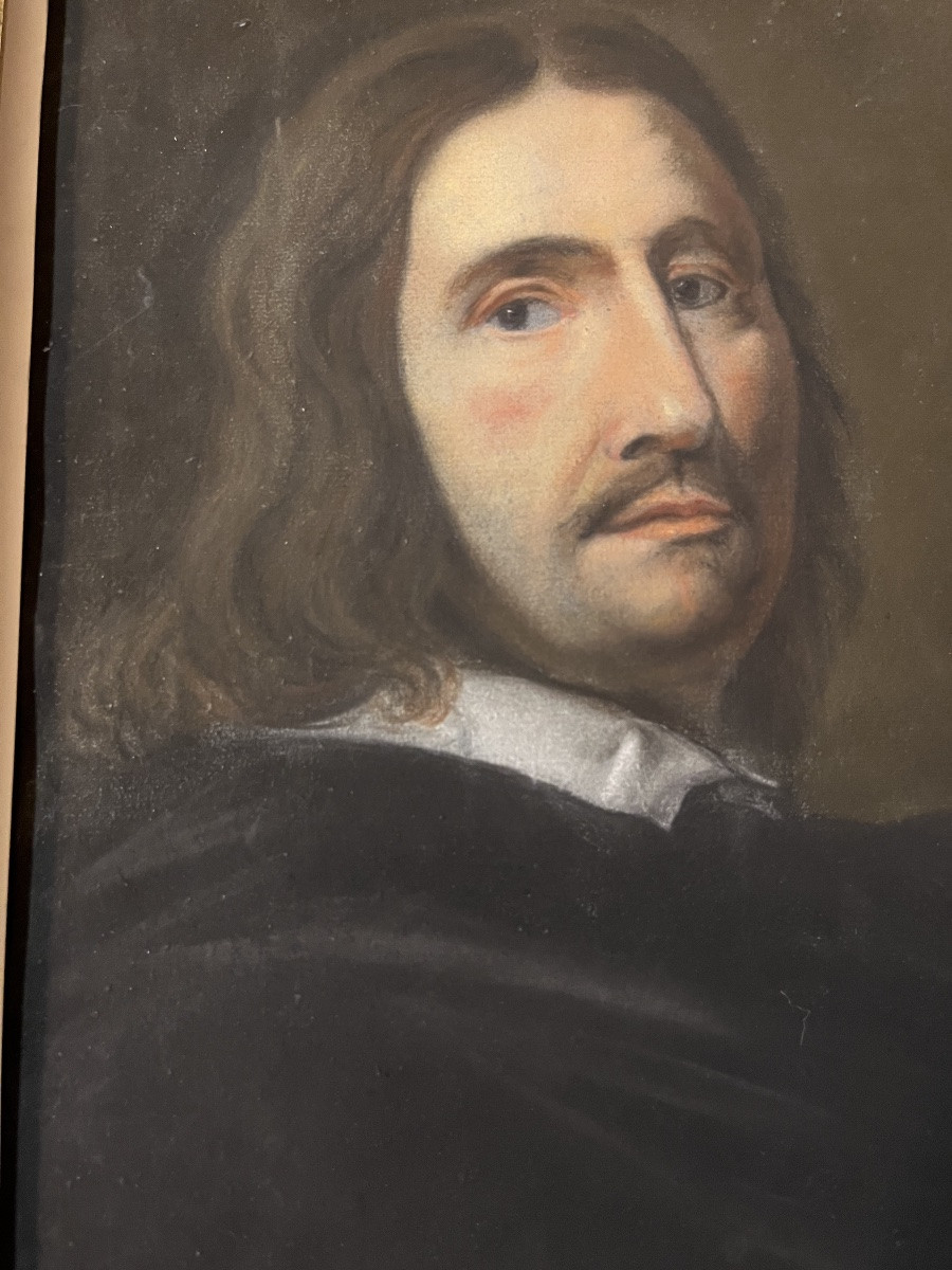 Copie XIX eme de l’auto portrait de Philippe de champaigne, au pastel. XIX eme siècle.-photo-3