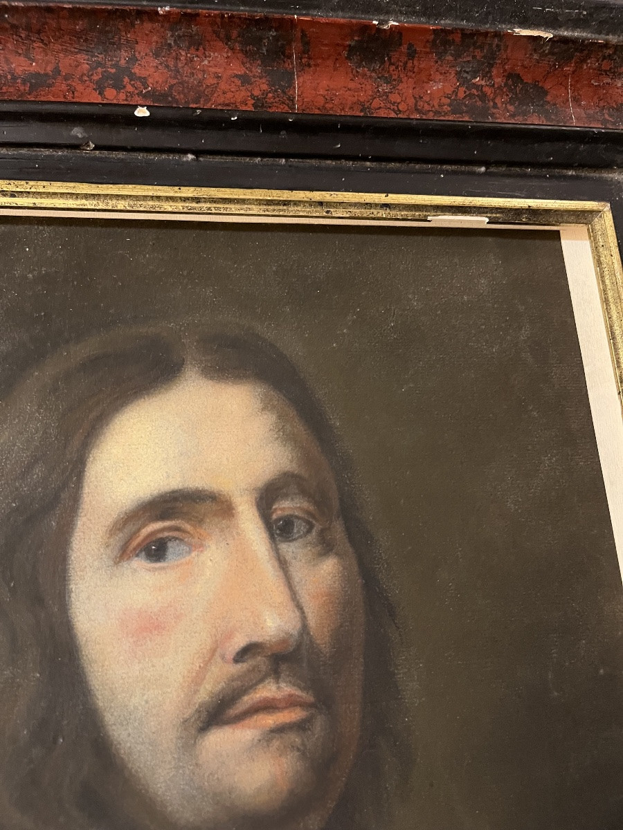 Copie XIX eme de l’auto portrait de Philippe de champaigne, au pastel. XIX eme siècle.-photo-4
