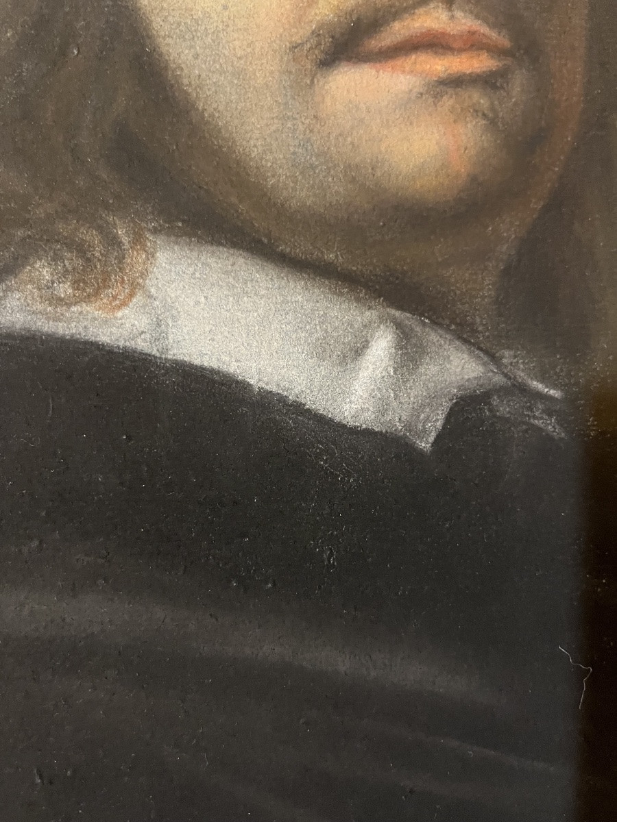 Copie XIX eme de l’auto portrait de Philippe de champaigne, au pastel. XIX eme siècle.-photo-2
