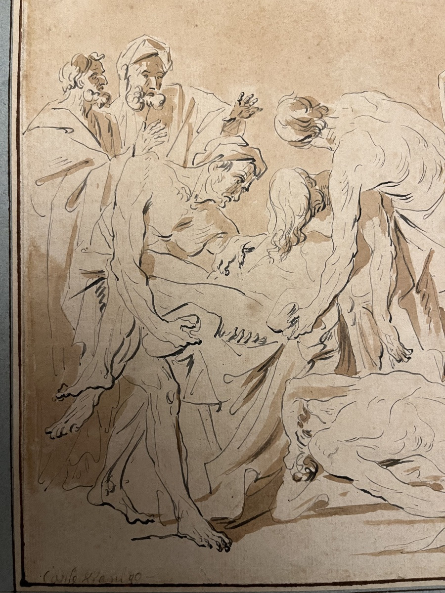 Large Sketch After Carl Van Loo, Ink And Wash, Late 18th Or Early 19th Century-photo-2