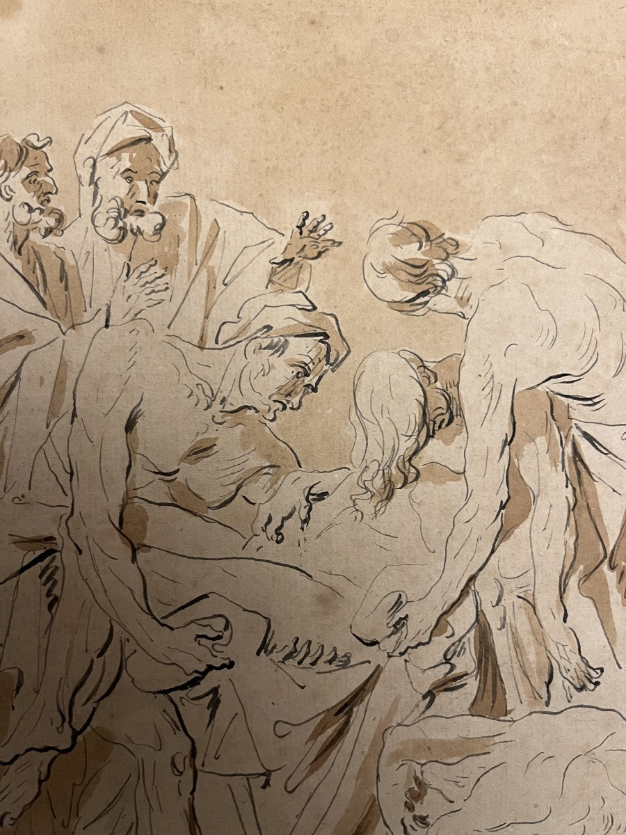 Large Sketch After Carl Van Loo, Ink And Wash, Late 18th Or Early 19th Century-photo-7