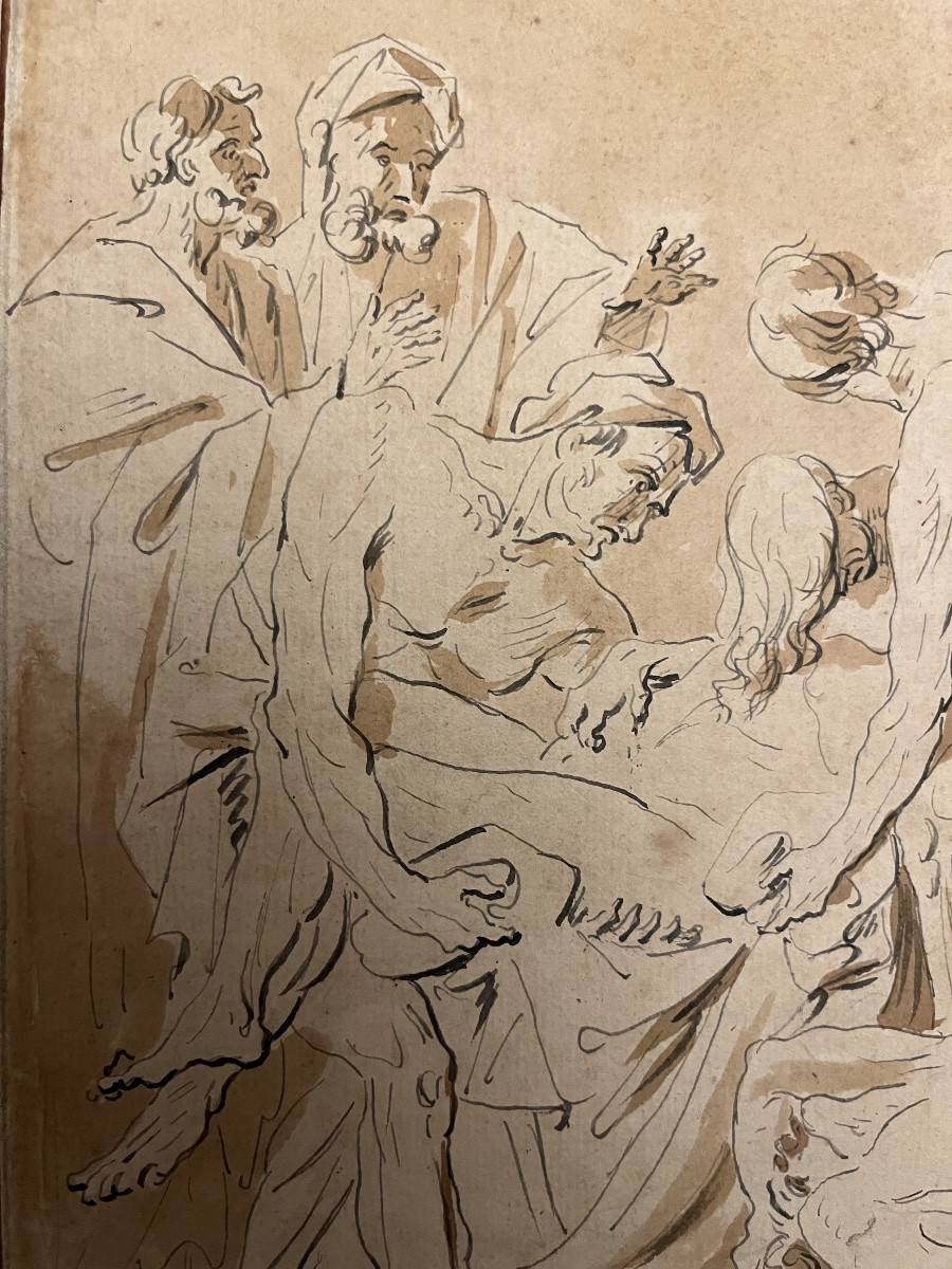 Large Sketch After Carl Van Loo, Ink And Wash, Late 18th Or Early 19th Century-photo-8