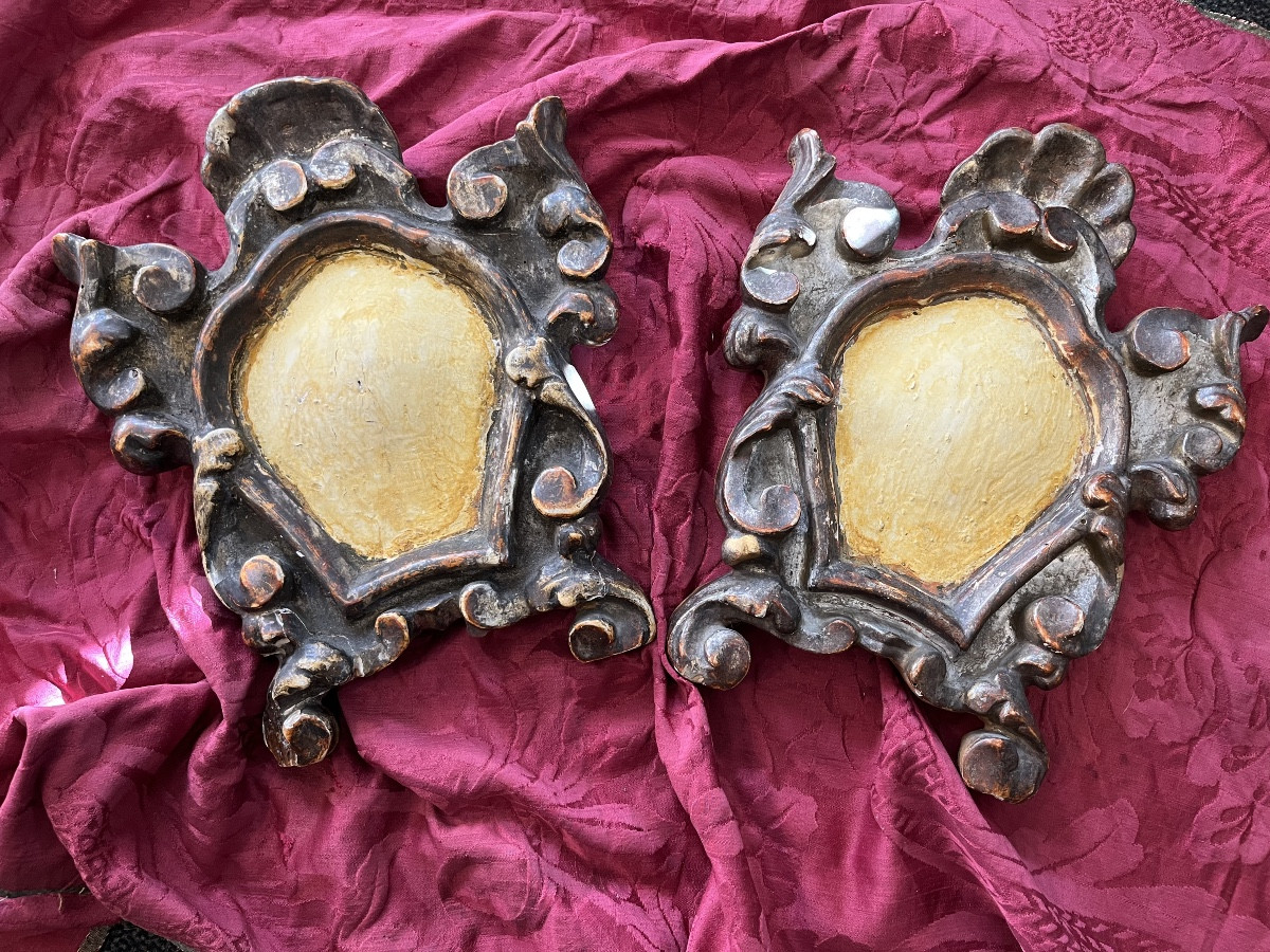 Pair Of Altar Canons, Silvered Wood, Italy Late 17th Century.