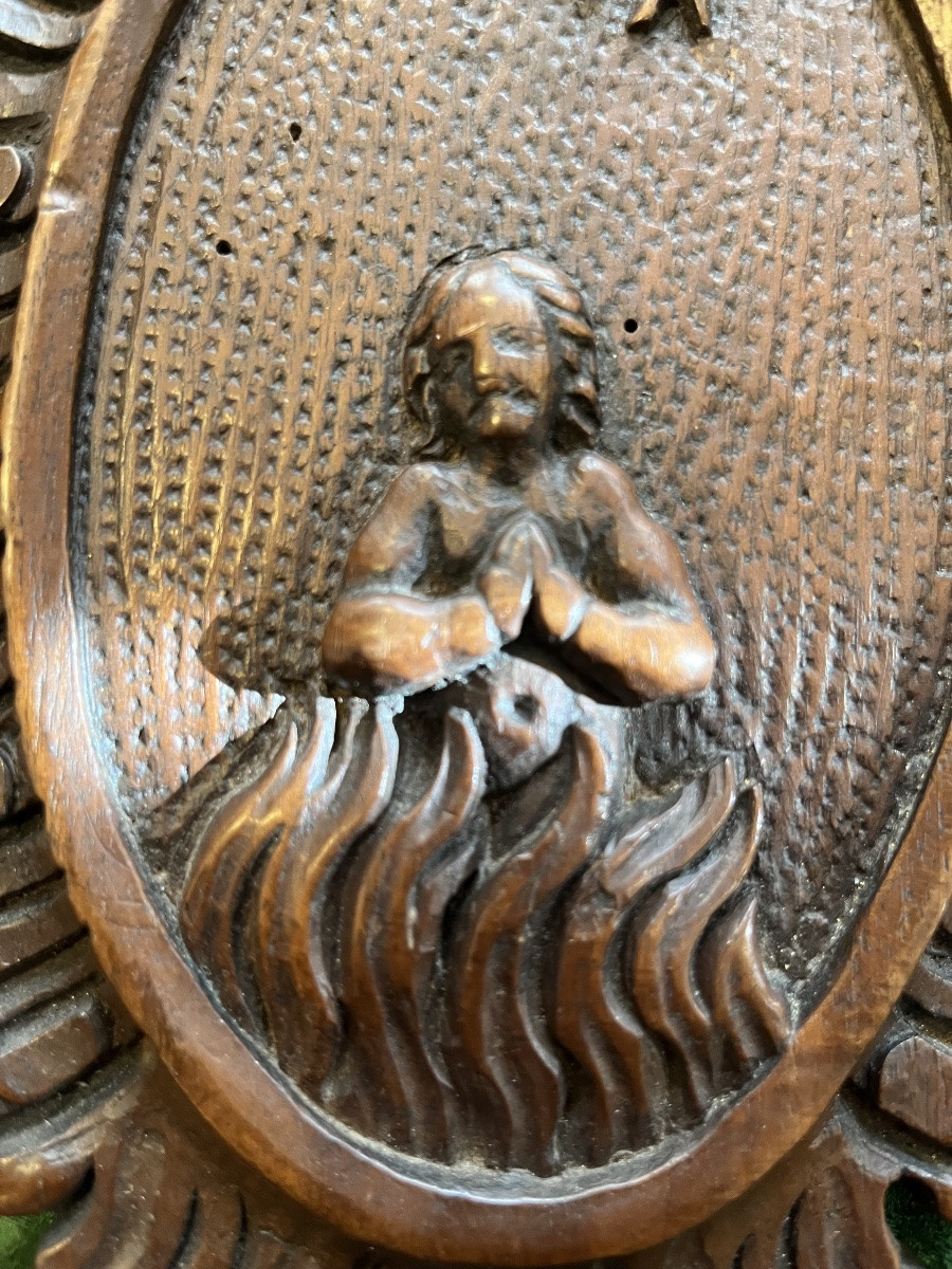 Pair Of Medallions, A Man And A Woman In The Flames Of Purgatory.-photo-5