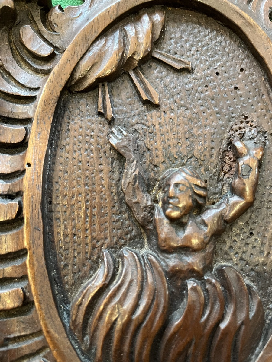 Pair Of Medallions, A Man And A Woman In The Flames Of Purgatory.-photo-6