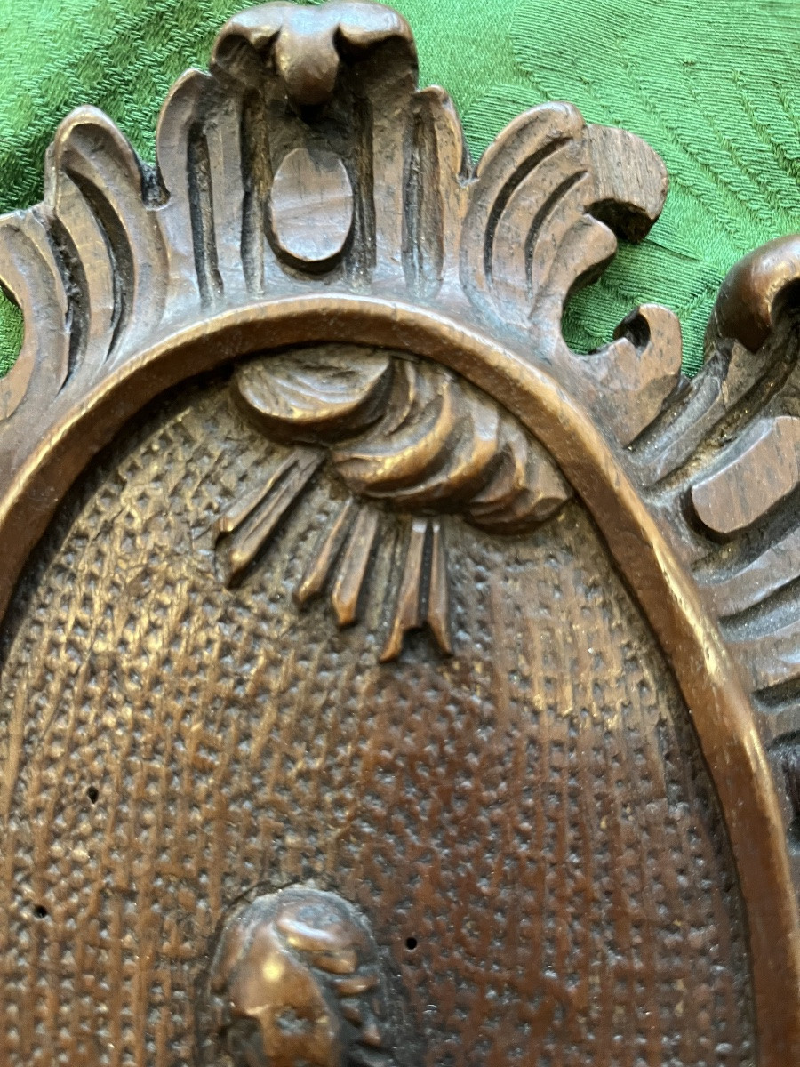 Pair Of Medallions, A Man And A Woman In The Flames Of Purgatory.-photo-7