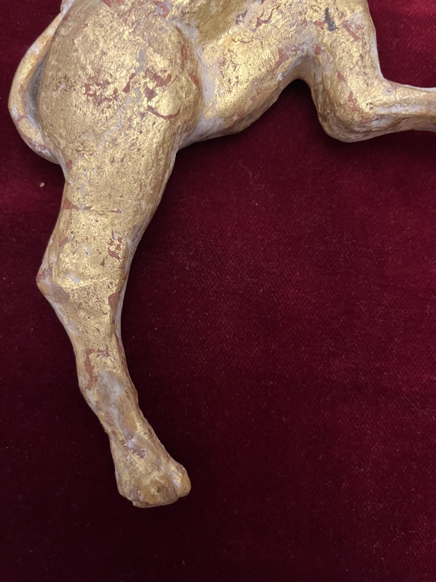 Pair Of Heraldic Lion Silhouettes, Gilt Wood, 18th Century.-photo-3