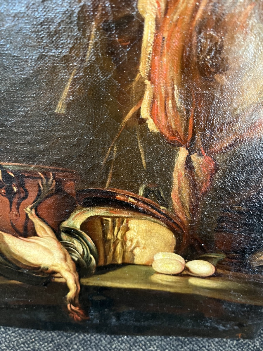 Oil On Canvas, Still Life In The Style Of The 17th Century. -photo-2