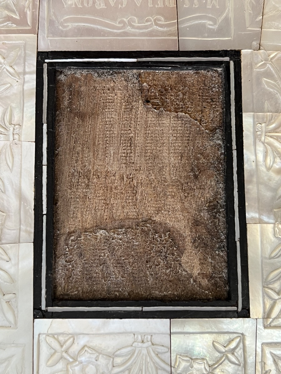 Petit cadre en nacre gravée, souvenir de Jérusalem, XIX eme siècle.-photo-5