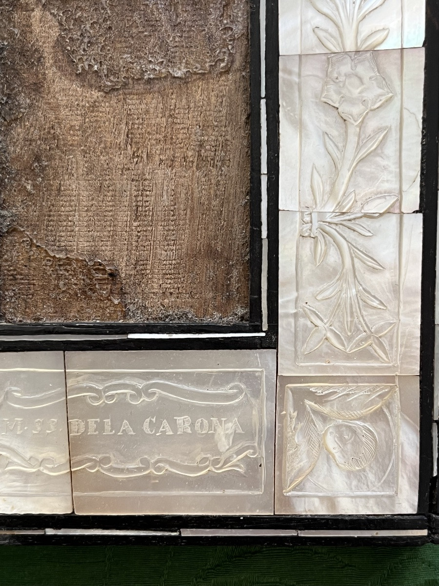 Petit cadre en nacre gravée, souvenir de Jérusalem, XIX eme siècle.-photo-6