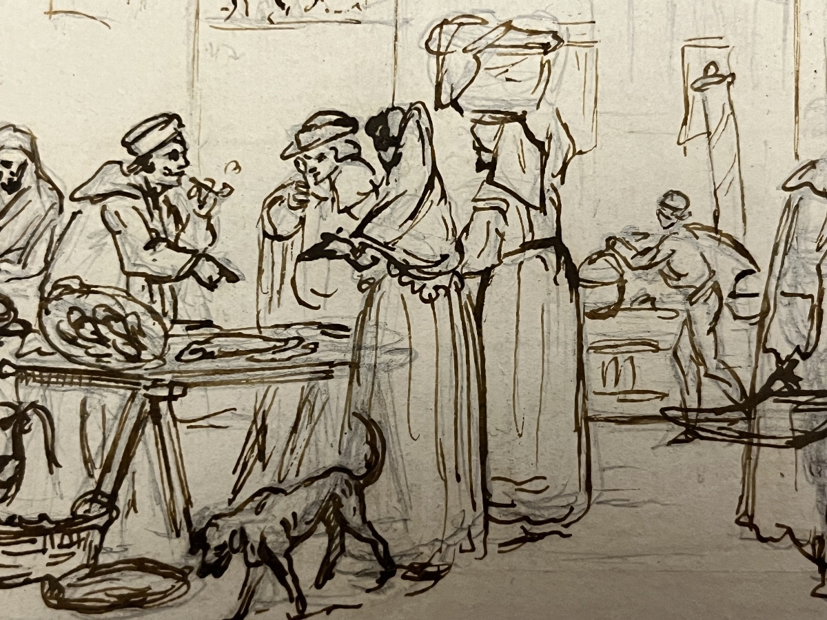 Small Vénitien Drawing, Beginning Of The 19 Teeen Century-photo-2