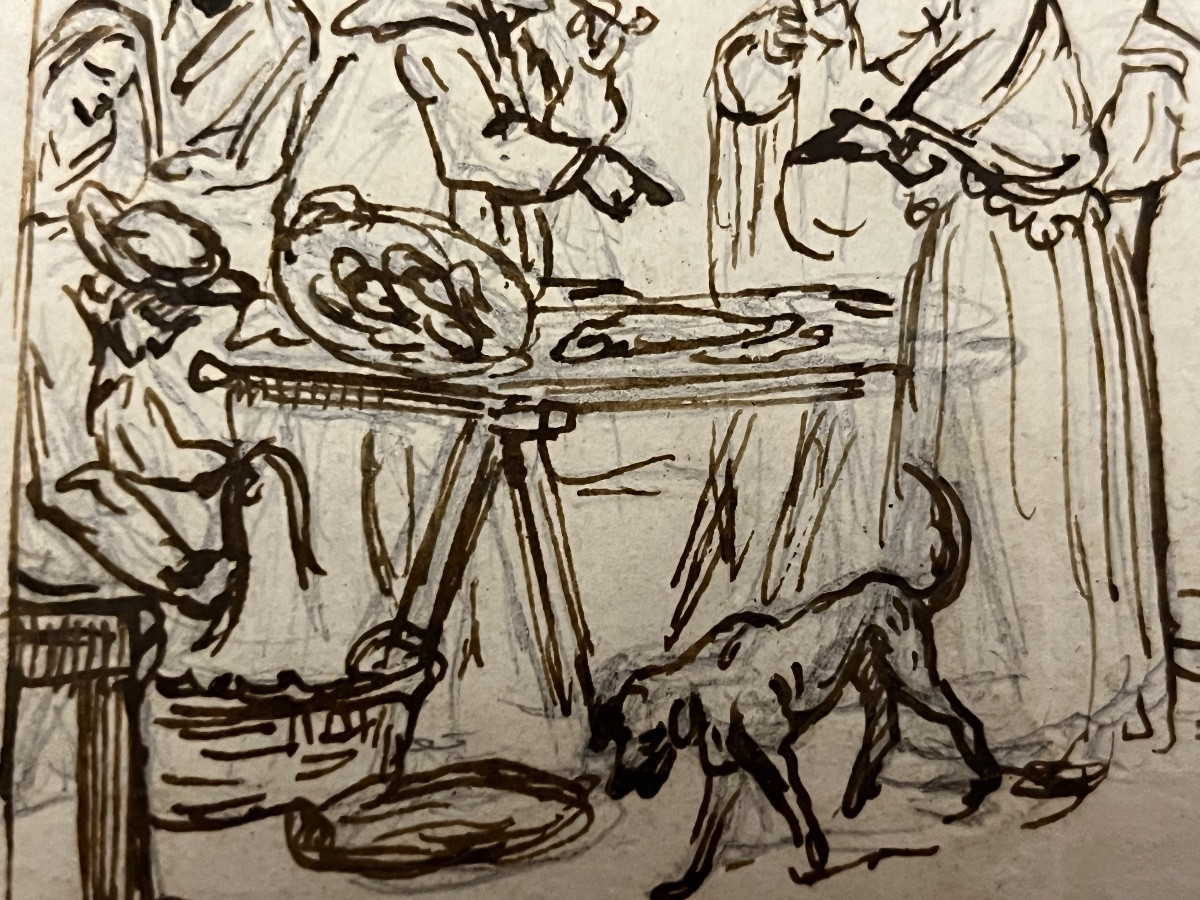 Small Vénitien Drawing, Beginning Of The 19 Teeen Century-photo-3