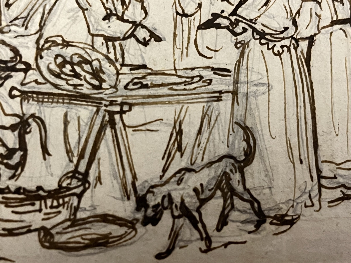 Small Vénitien Drawing, Beginning Of The 19 Teeen Century-photo-5